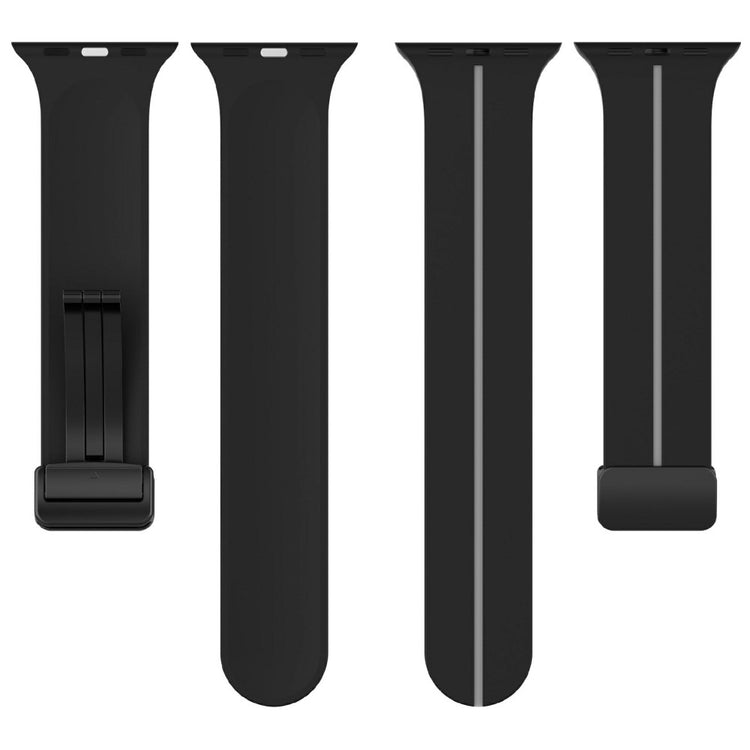 KALEBOL Magnetic Silicone Strap Apple Watch Series 49mm - 45mm - 44mm - 42mm Stripe Watch Band - Black+Grey#serie_7