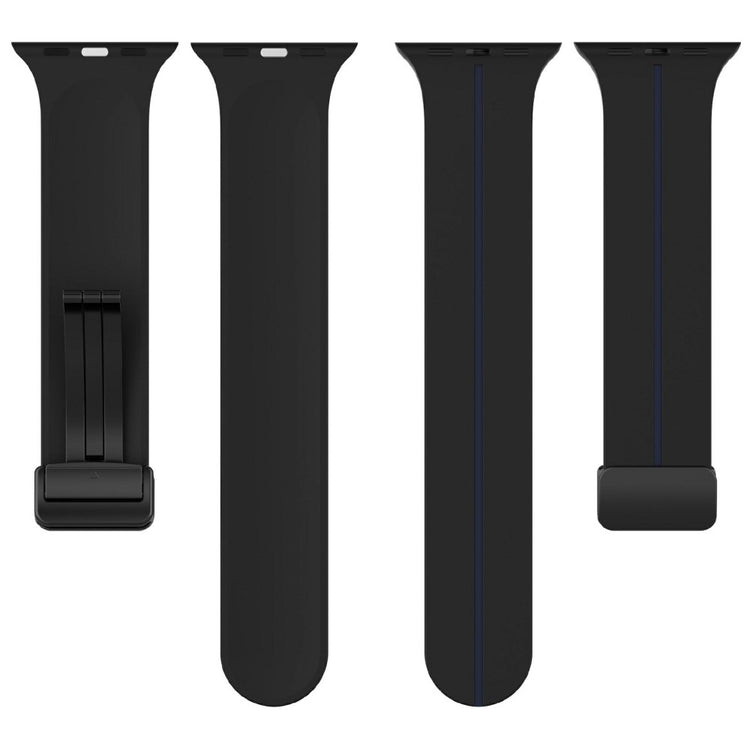 KALEBOL Magnetic Silicone Strap Apple Watch Series 49mm - 45mm - 44mm - 42mm Stripe Watch Band - Black+Blue#serie_8
