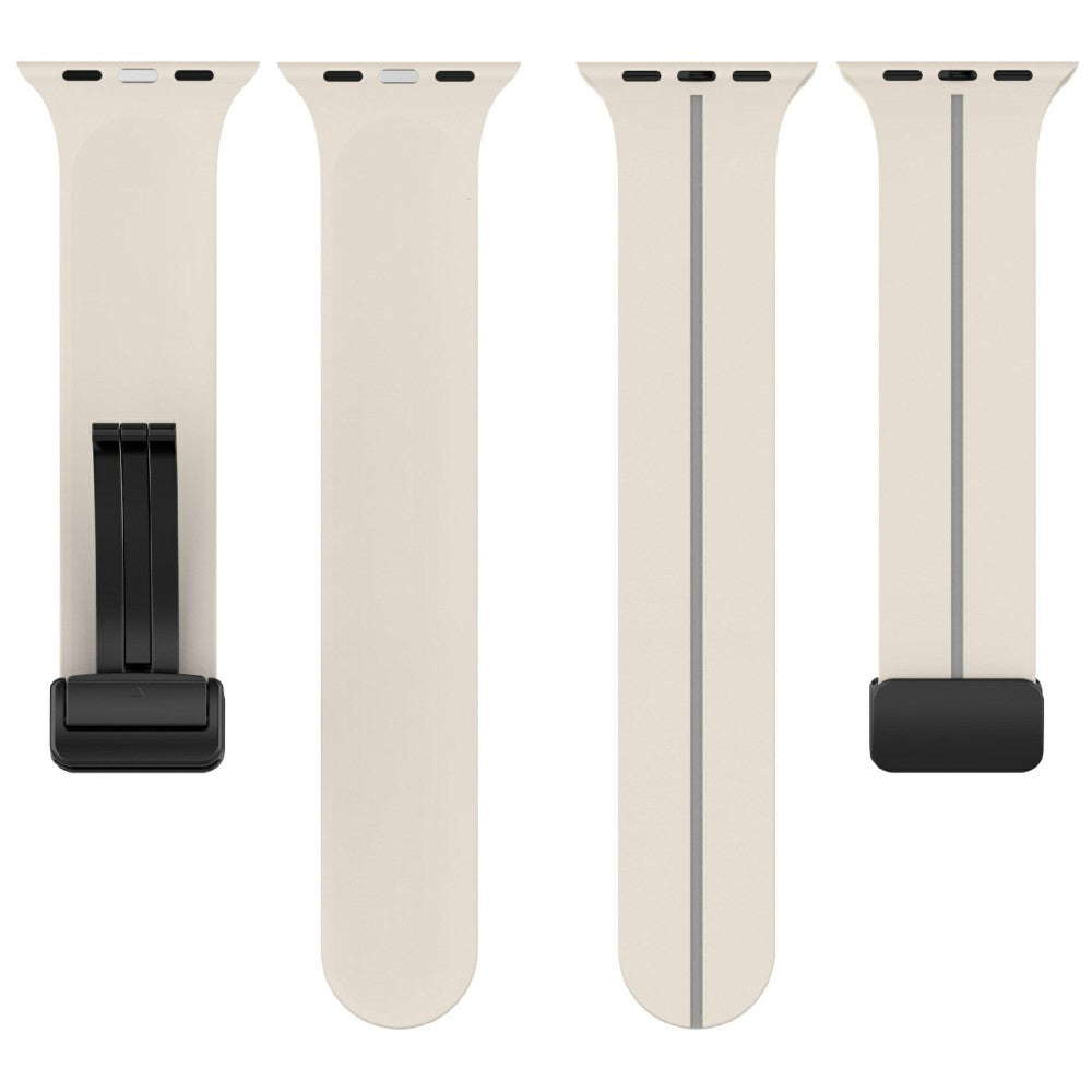 KALEBOL Magnetic Silicone Strap Apple Watch Series 49mm - 45mm - 44mm - 42mm Stripe Watch Band - Starlight+Grey#serie_11
