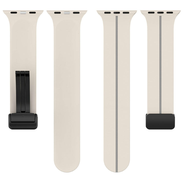 KALEBOL Magnetic Silicone Strap Apple Watch Series 49mm - 45mm - 44mm - 42mm Stripe Watch Band - Starlight+Grey#serie_11