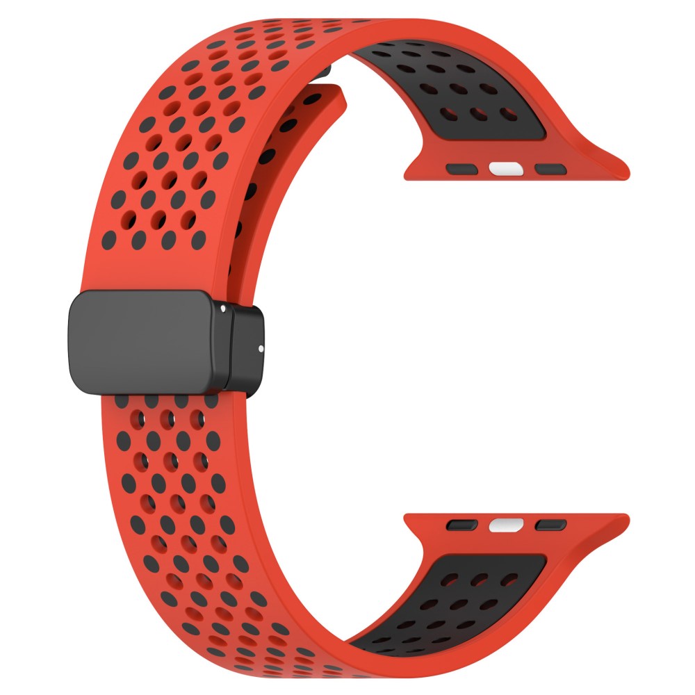 KALEBOL Magnetic Silicone Strap Apple Watch Series 49mm - 45mm - 44mm - 42mm Dual Color Watch Band - Red+Black#serie_1