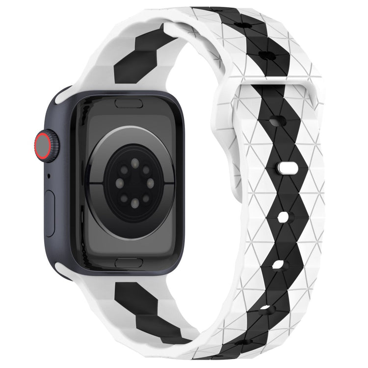 KALEBOL Football Pattern Silicone Strap Apple Watch Series 49mm - 45mm - 44mm - 42mm Watch Band - White+Black#serie_2