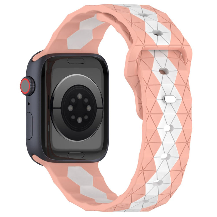 KALEBOL Football Pattern Silicone Strap Apple Watch Series 49mm - 45mm - 44mm - 42mm Watch Band - Pink+White#serie_4