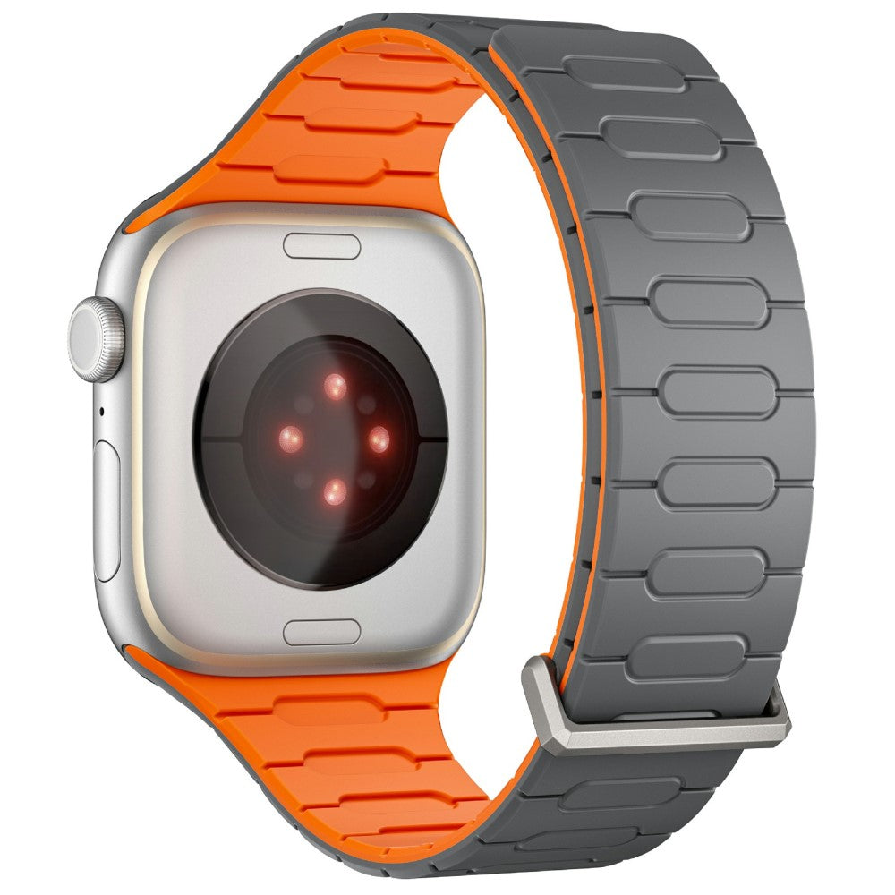 AP Magnetic Watch Band Apple Watch Series 49mm - 45mm - 44mm - 42mm Silicone Sport Strap - Grey+Orange#serie_2