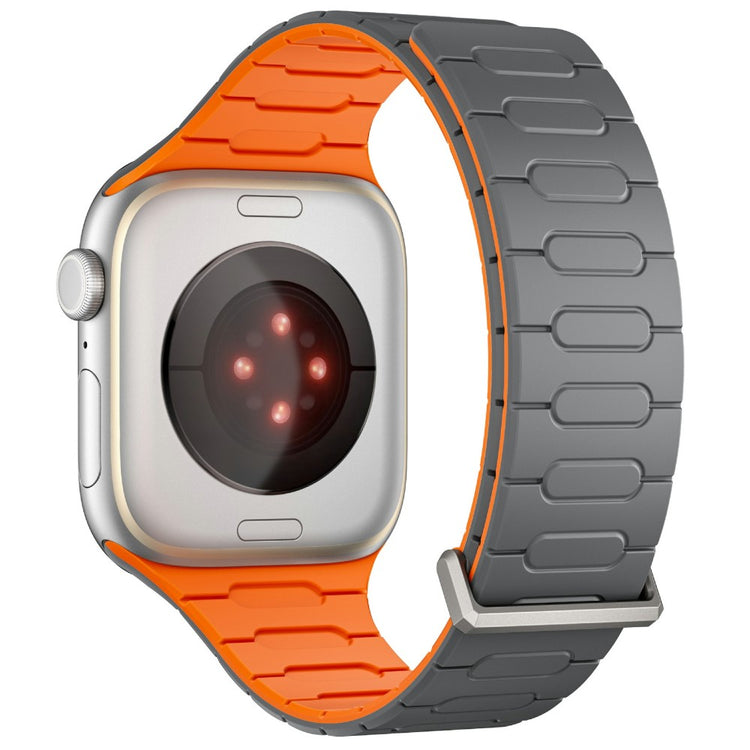 AP Magnetic Watch Band Apple Watch Series 49mm - 45mm - 44mm - 42mm Silicone Sport Strap - Grey+Orange#serie_2