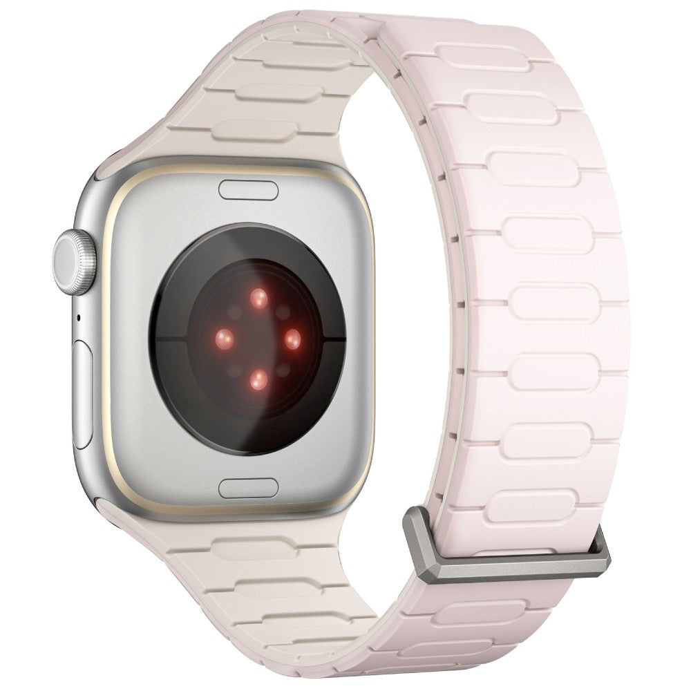 AP Magnetic Watch Band Apple Watch Series 49mm - 45mm - 44mm - 42mm Silicone Sport Strap - Light Pink+Starlight#serie_3