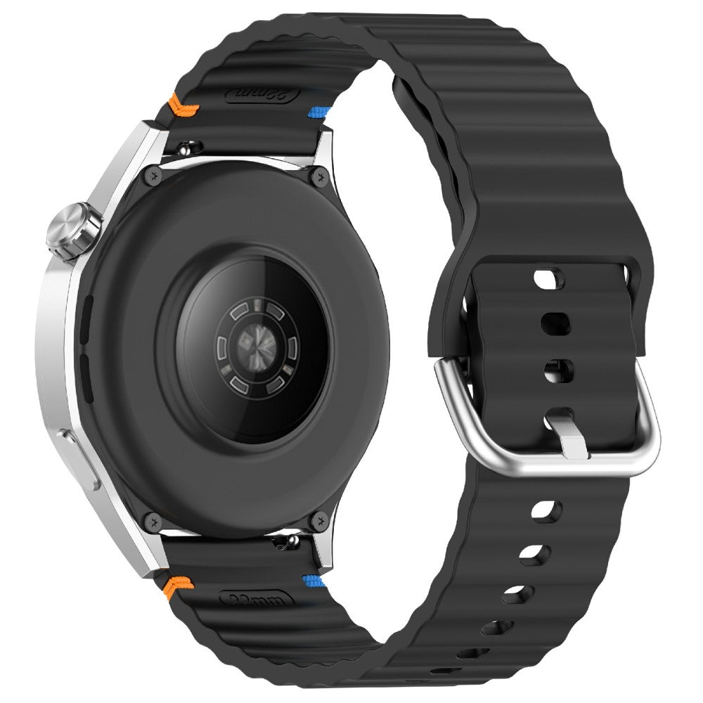 22mm Silicone Band Samsung Galaxy Watch 46mm Wave Design Watch Strap - Black#serie_1