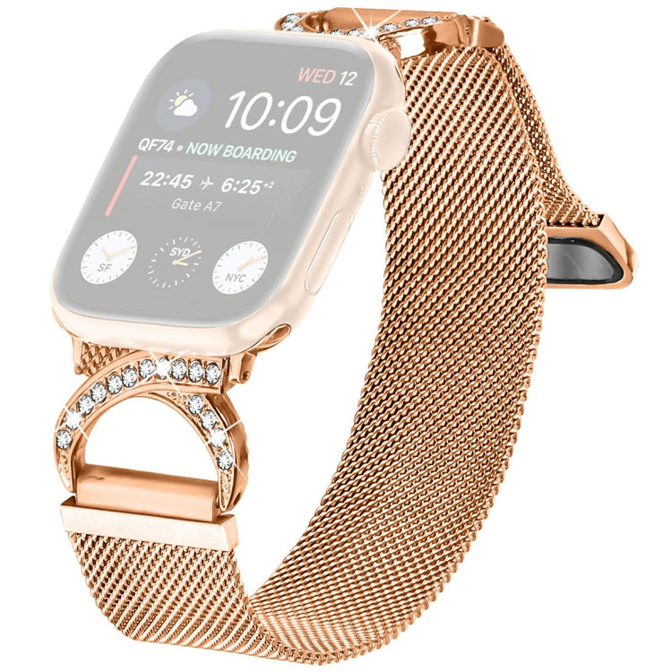 Watch Band Apple Watch Series 49mm - 45mm - 44mm - 42mm Milanese Metal Strap Rhinestone Decor - Rose Gold#serie_2