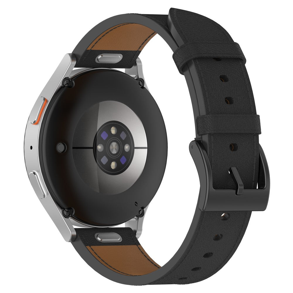 20mm Strap Samsung Galaxy Watch 7 Universal Genuine Cow Leather Watch Band with Press Button - Black#serie_1