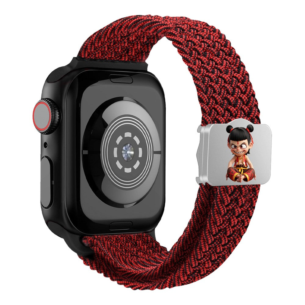 Watch Strap Apple Watch Series 49mm - 45mm - 44mm - 42mm Ne Zha UV Printed Nylon Band - Black+Red / Ne Zha#serie_5