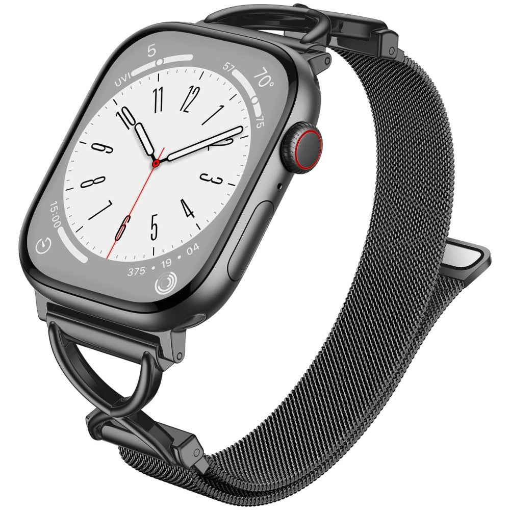 Watch Band Apple Watch Series 41mm - 40mm - 38mm X-Shape Slim Magnetic Clasp Stainless Steel Strap - Black#serie_1