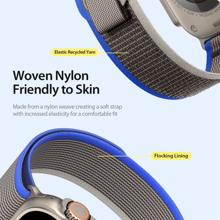 Rigtigt Sejt Metal Og Nylon Universal Rem passer til Apple Smartwatch - Blå#serie_2