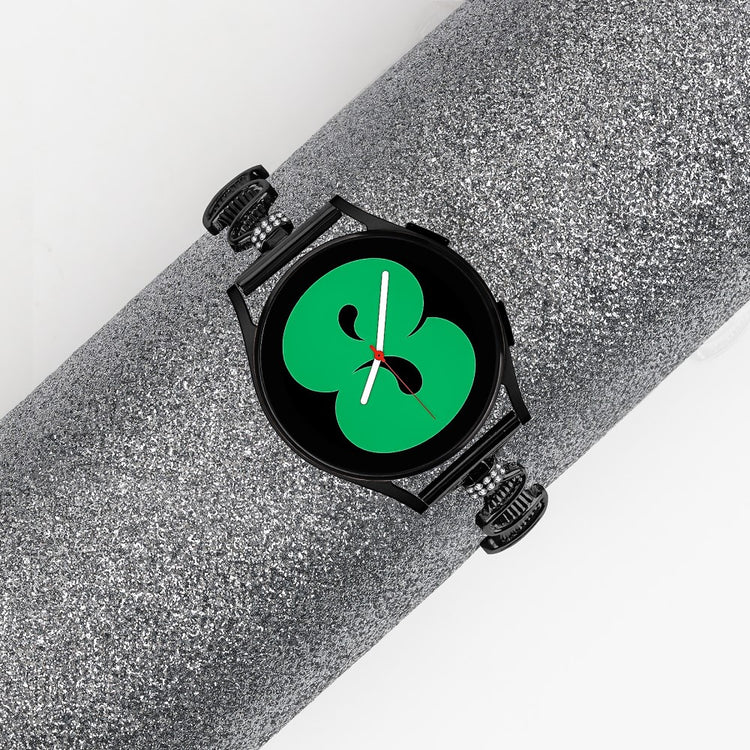 Mega Sejt Metal Og Rhinsten Universal Rem passer til Smartwatch - Sort#serie_1