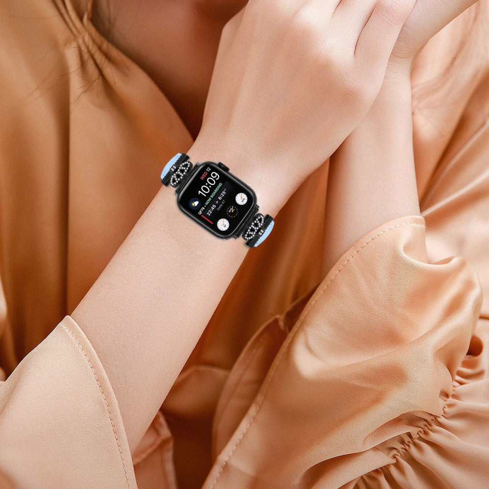 Flot Kunstlæder Og Rhinsten Universal Rem passer til Apple Smartwatch - Blå#serie_4
