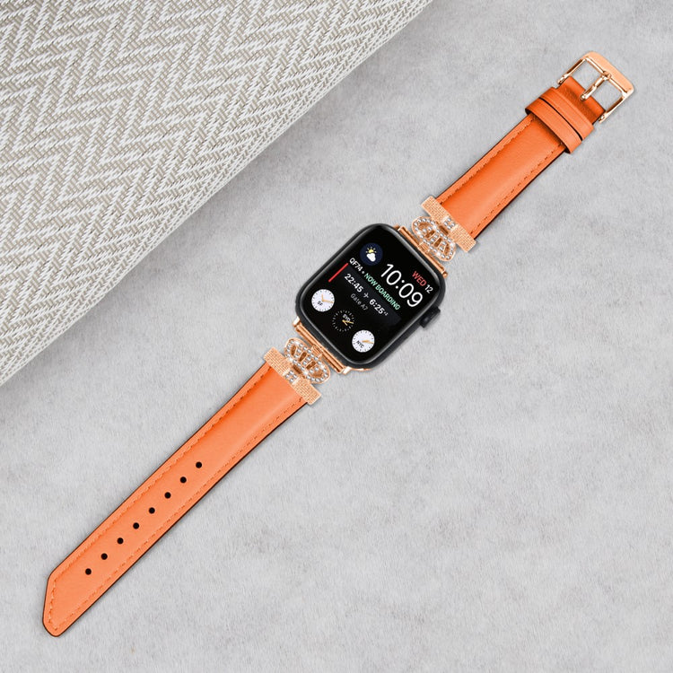 Flot Kunstlæder Og Rhinsten Universal Rem passer til Apple Smartwatch - Orange#serie_2
