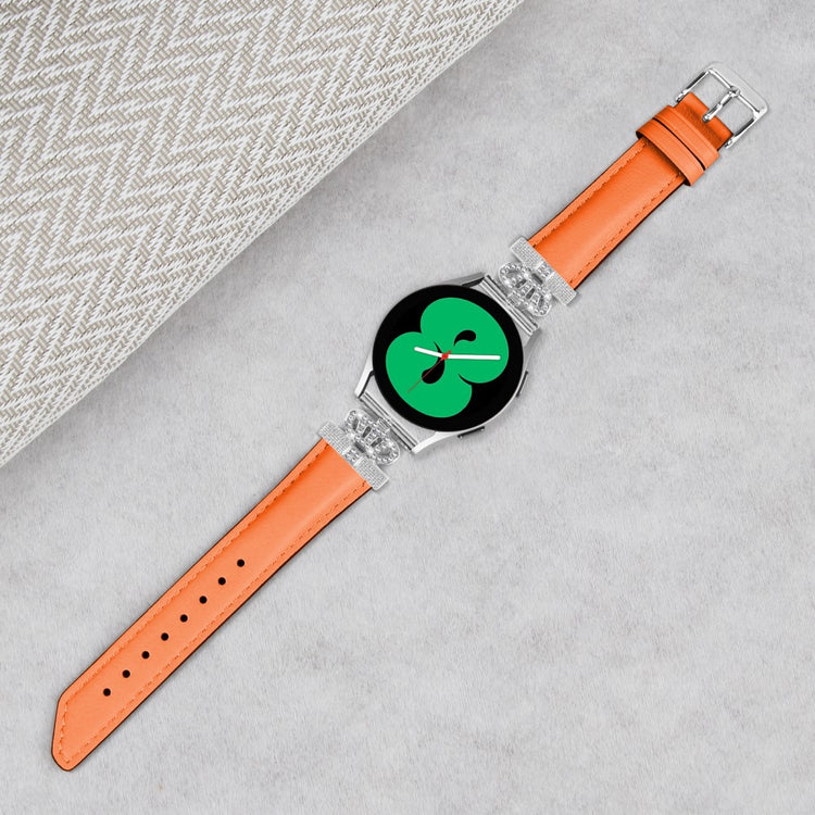 Fed Kunstlæder Og Rhinsten Universal Rem passer til Samsung Smartwatch - Orange#serie_1