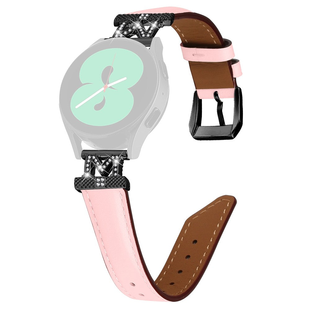 Super Skøn Ægte Læder Og Rhinsten Universal Rem passer til Smartwatch - Pink#serie_2