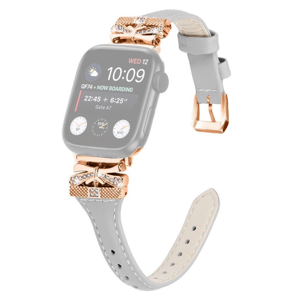 Rigtigt Rart Kunstlæder Universal Rem passer til Apple Smartwatch - Sølv#serie_5