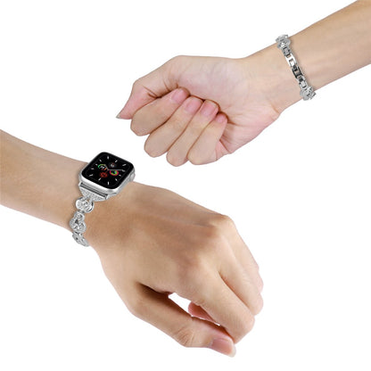 Apple Watch 49mm / 45mm / 44mm / 42mm Watch Band Rhinestone Decor Bracelet - Silver#serie_5