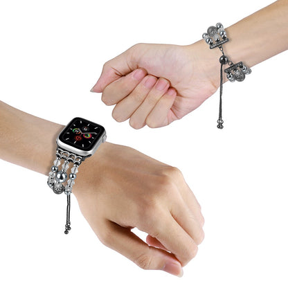 Apple Watch 49mm / 45mm / 44mm / 42mm Beads Watch Band Adjustable Bracelet - Grey#serie_1