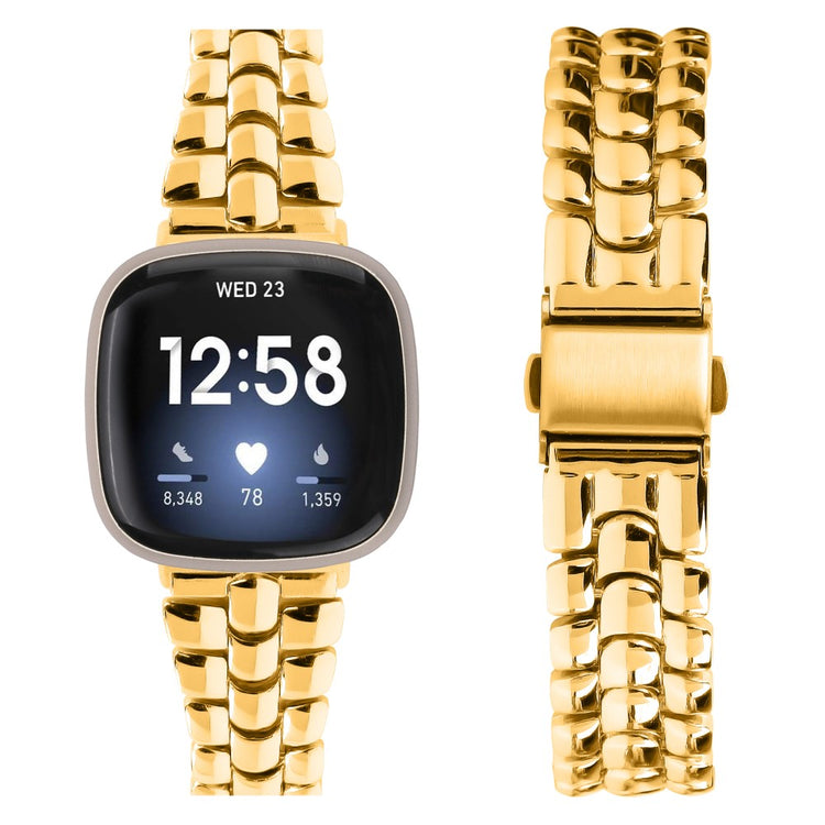 Yndigt Metal Universal Rem passer til Fitbit Versa 3 / Fitbit Sense 1 - Guld#serie_3