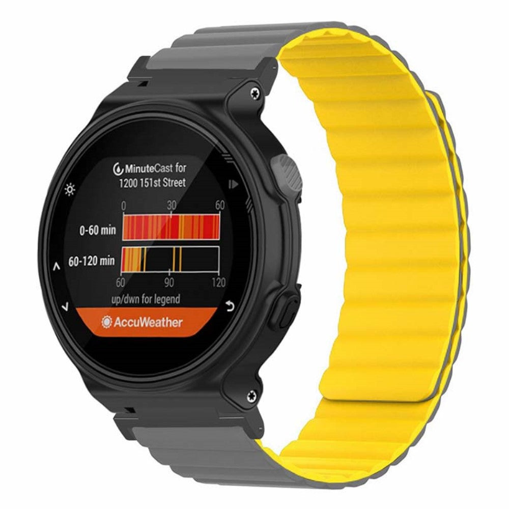 Garmin Forerunner 220 / 230 / 235 / 735XT / 620 / 63 Flexible Strap Magnetic Smartwatch Bands - Grey+Yellow#serie_1