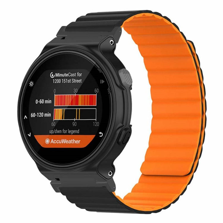 Garmin Forerunner 220 / 230 / 235 / 735XT / 620 / 63 Flexible Strap Magnetic Smartwatch Bands - Black+Orange#serie_2