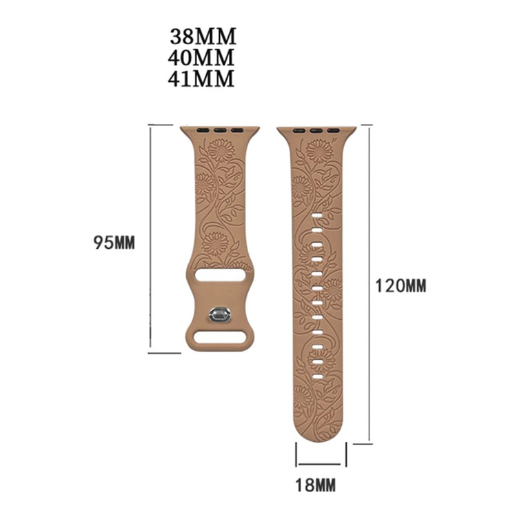 Apple Watch Series 41mm - 40mm - 38mm Universal Watch Band Flower Engraved Strap - Sunflower / Brown#serie_8