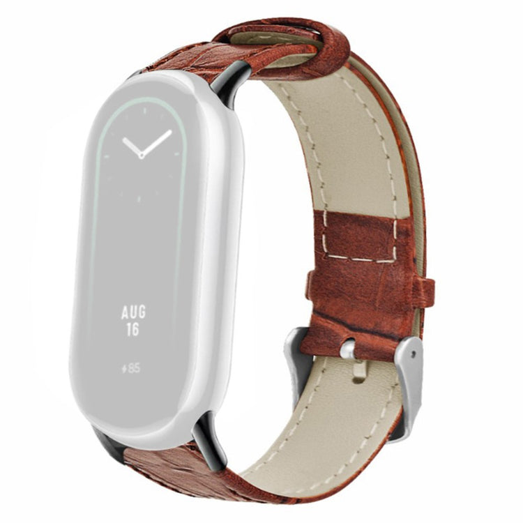 Helt Vildt Skøn Ægte Læder Rem passer til Xiaomi Smart Band 8 - Brun#serie_1