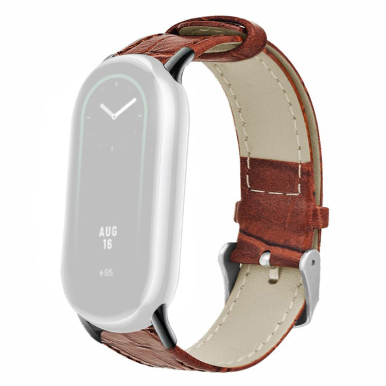 Helt Vildt Skøn Ægte Læder Rem passer til Xiaomi Smart Band 8 - Brun#serie_1