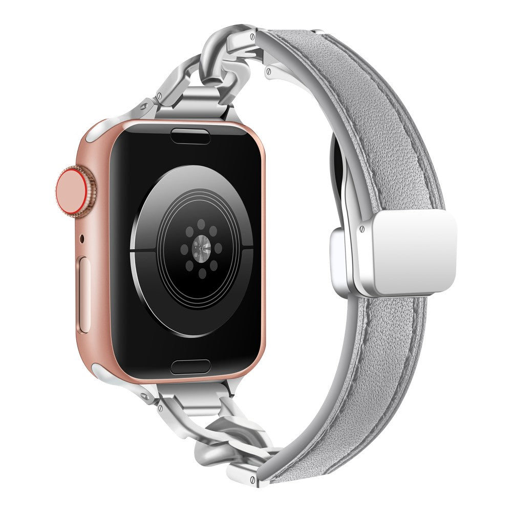 Stilren Kunstlæder Universal Rem passer til Apple Smartwatch - Sølv#serie_3