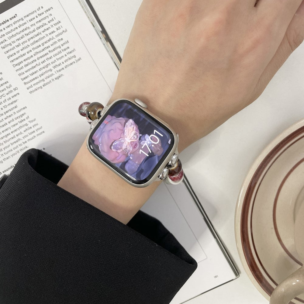 Super Fed Metal Og Sten Universal Rem passer til Apple Smartwatch - Sølv#serie_2