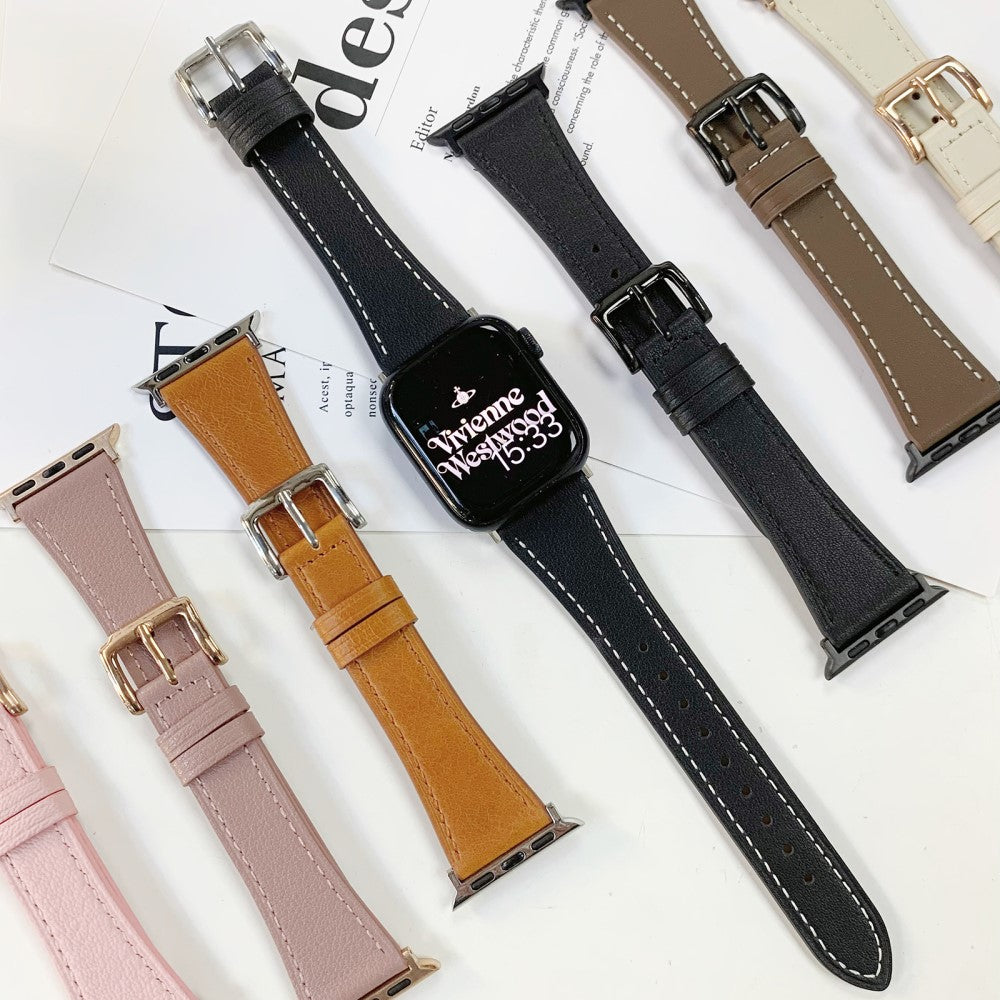 Rigtigt Kønt Ægte Læder Universal Rem passer til Apple Smartwatch - Pink#serie_1