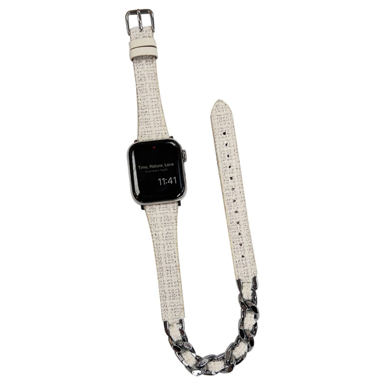 Klassisk Metal Og Kunstlæder Universal Rem passer til Apple Smartwatch - Hvid#serie_4