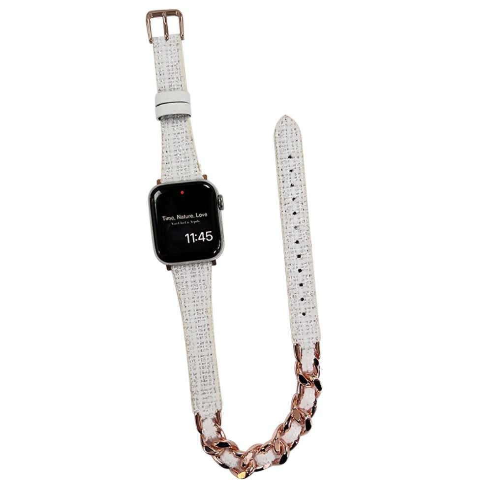 Klassisk Metal Og Kunstlæder Universal Rem passer til Apple Smartwatch - Pink#serie_9