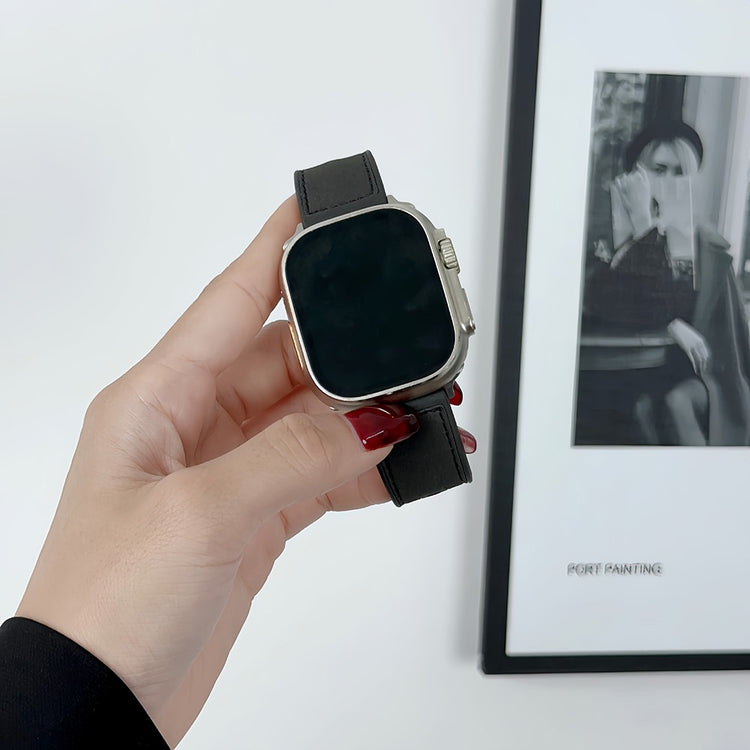 Sejt Kunstlæder Og Silikone Universal Rem passer til Apple Smartwatch - Brun#serie_5