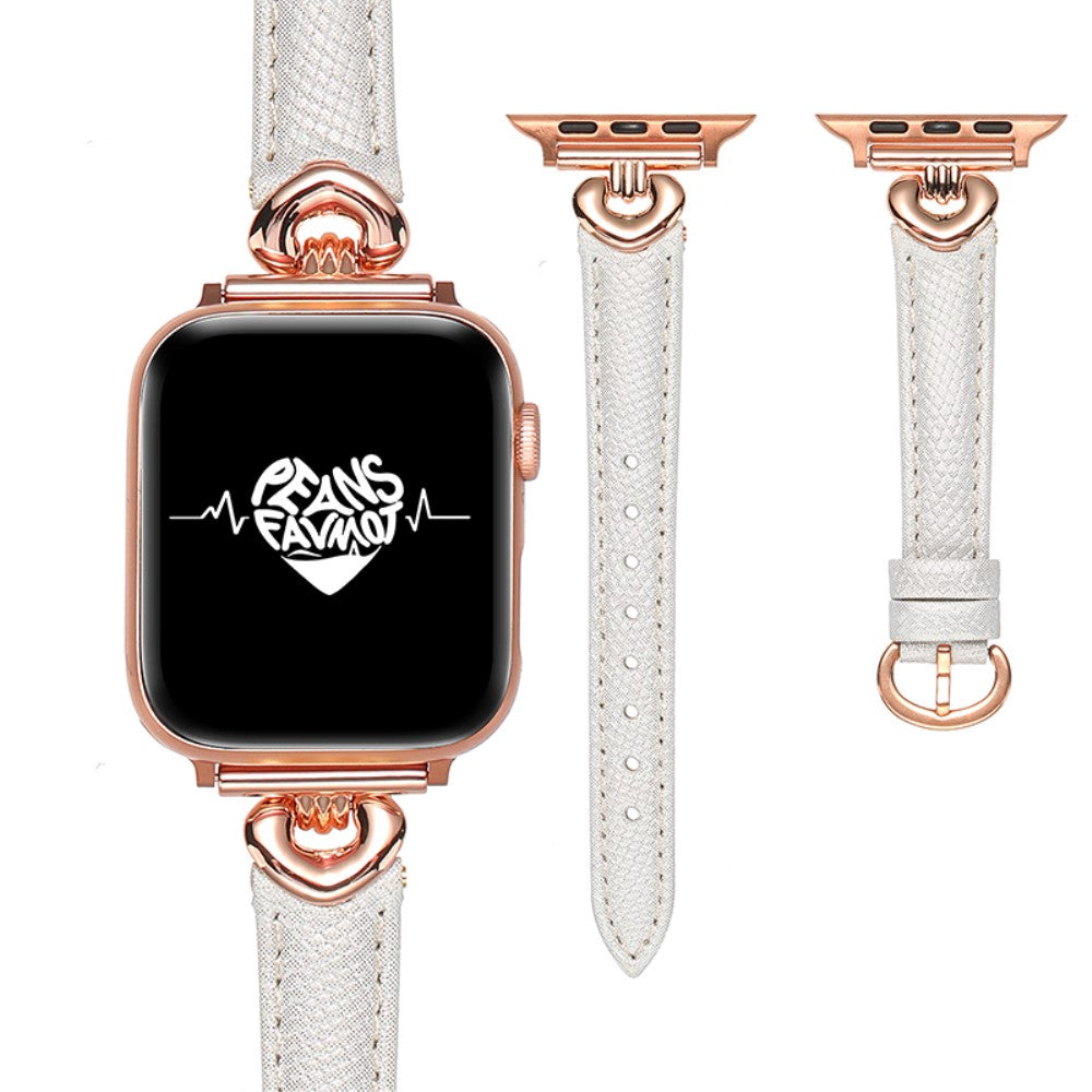 Helt Vildt Skøn Ægte Læder Universal Rem passer til Apple Smartwatch - Hvid#serie_2