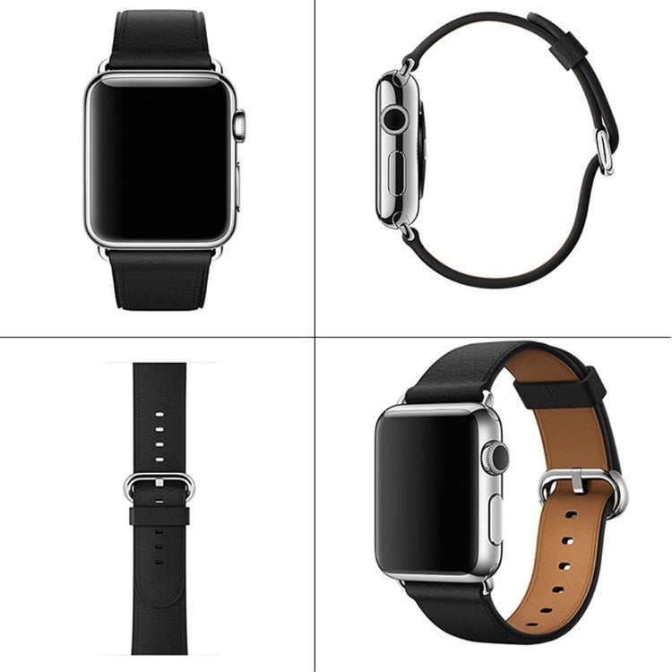 Super Sejt Ægte Læder Universal Rem passer til Apple Smartwatch - Sort#serie_1