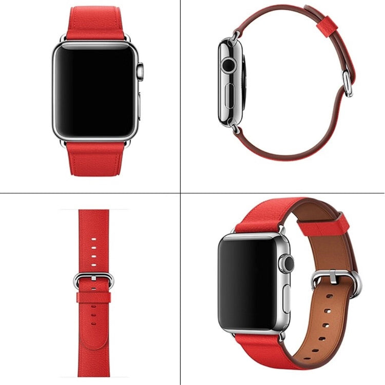 Apple Watch Series 41mm / 40mm / 38mm Genuine Cow Leather Watch Strap - Red#serie_7