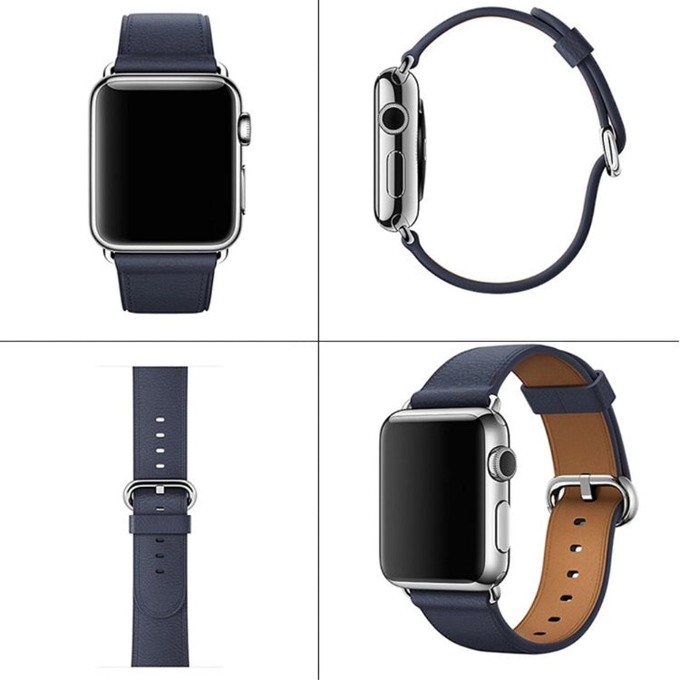 Apple Watch Series 41mm / 40mm / 38mm Genuine Cow Leather Watch Strap - Navy Blue#serie_8