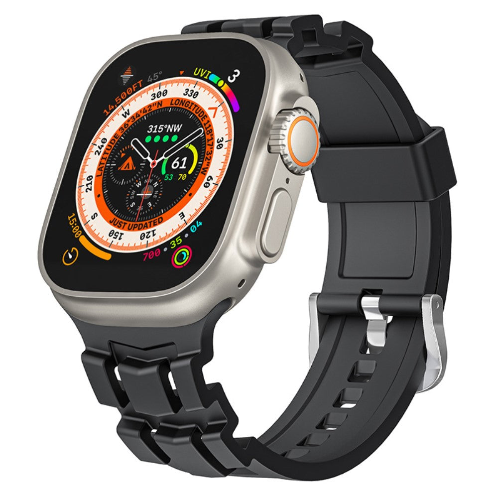 Mega Hårdfør Silikone Universal Rem passer til Apple Smartwatch - Sort#serie_3