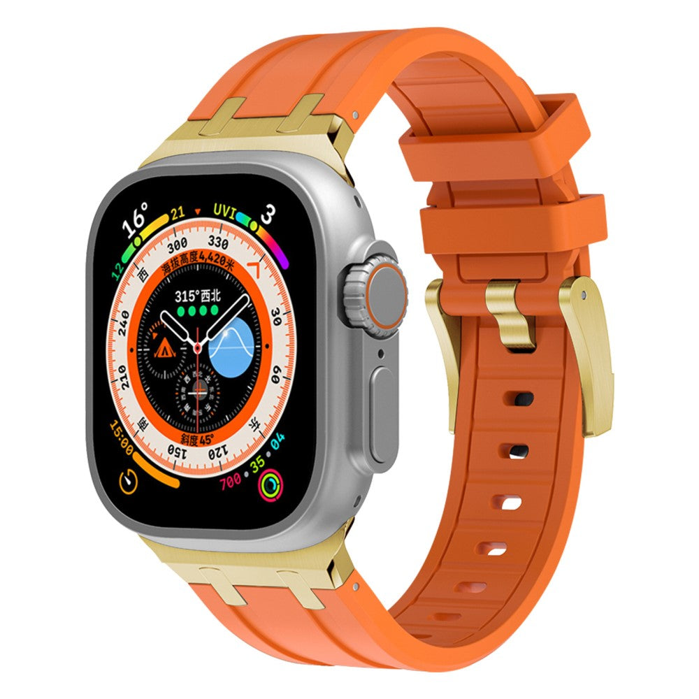 Rigtigt Sejt Silikone Universal Rem passer til Apple Smartwatch - Orange#serie_7