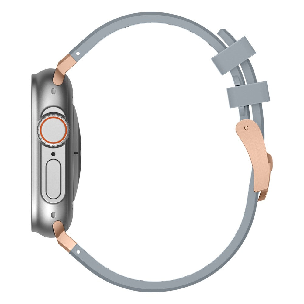 Apple Watch Series 49mm - 45mm - 44mm - 42mm Universal Liquid Silicone Watch Band - Rose Gold+Grey#serie_14