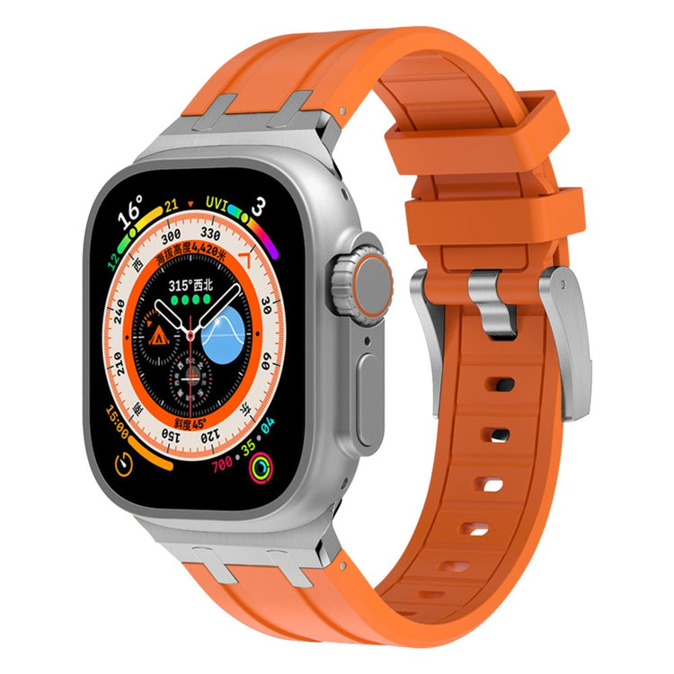 Rigtigt Sejt Silikone Universal Rem passer til Apple Smartwatch - Orange#serie_17