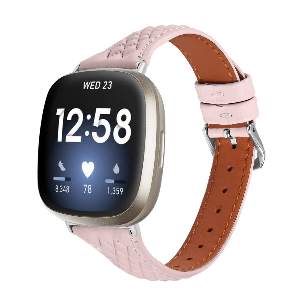 Ægte Læder Universal Rem passer til Fitbit Sense 1 / Fitbit Versa 3 - Pink#serie_1