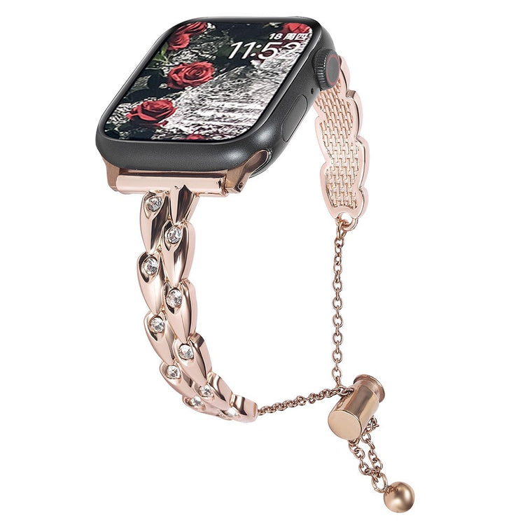 Tough Apple Smartwatch Metal And Rhinestone Universel Strap - Pink#serie_3