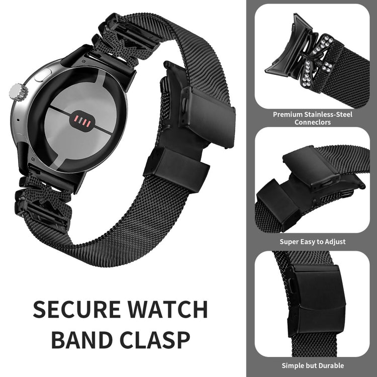 Google Pixel Watch / Google Pixel Watch 2 Metal Universel Strap - Black#serie_035