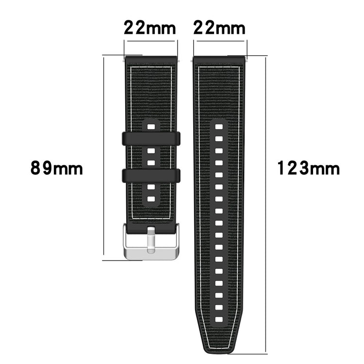 Samsung Galaxy Watch3 45mm / Huawei Watch GT 4 46mm Watch Strap 22mm Silicone and Nylon Wrist Band - Black#serie_1