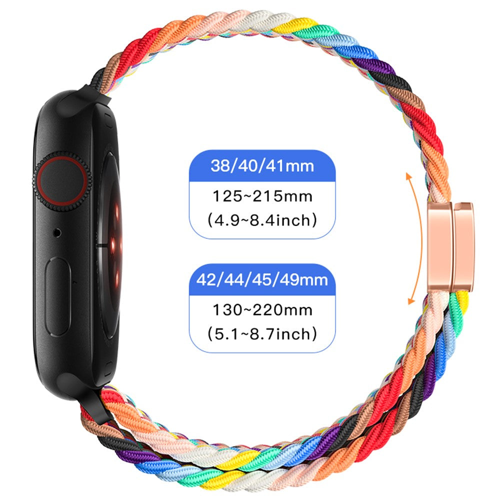 For Apple Watch Ultra 2 Ultra 49mm  /  9 8 7 45mm  /  SE (2023) SE (2022) SE 6 5 4 44mm  /  3 2 1 42mm Watch Strap Braided Nylon Band - White Rainbow#serie_4