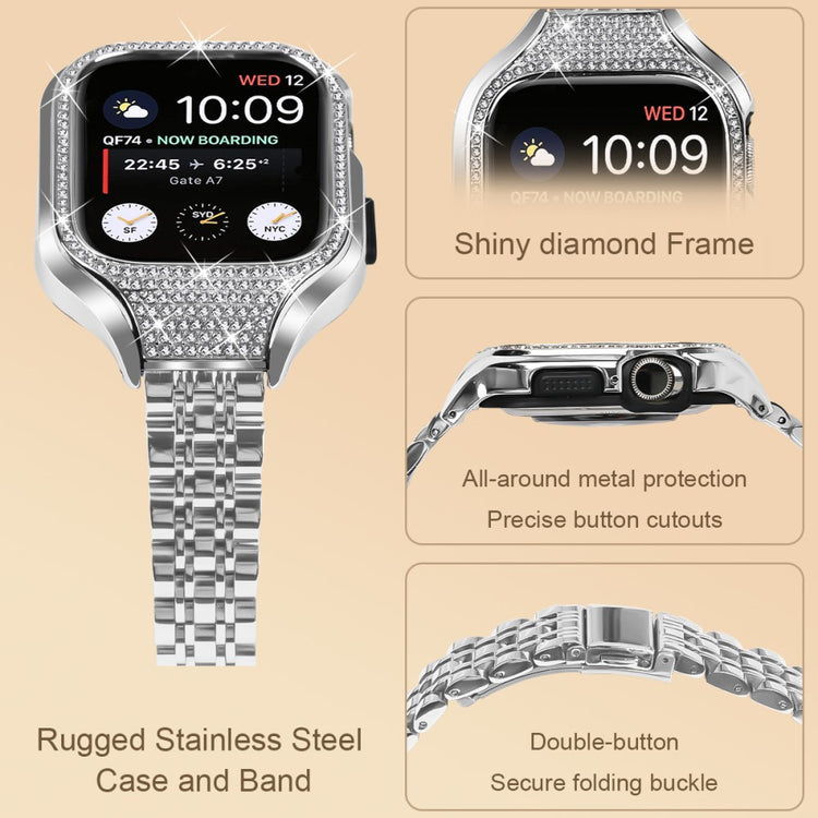 Super Sweet Apple Smartwatch Rhinestone Universel Strap - Silver#serie_011